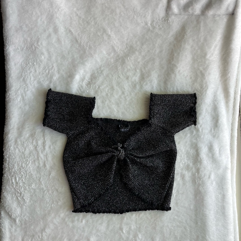 Hot & Delicious Sparkly Butterfly crop Top - Picture 5 of 6